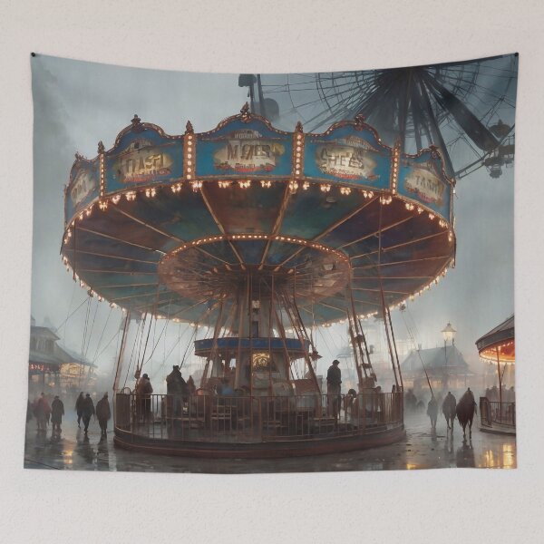 Item preview, Old ferris wheel and carousel designed and sold by M-Y-A-R-T-.