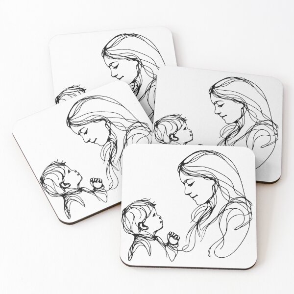 Artikelvorschau, Sohn und Mutter - Strichzeichnungen entworfen und verkauft von LineArtByLovi.