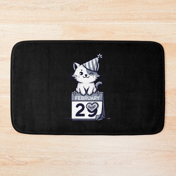 Item preview, "Leap Year Celebration Kitty - Monochrome February 29 Cat Illustration" designed and sold by ChromaticBlend.