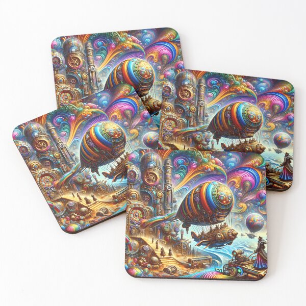 Item preview, Mechanical Dreamscape: Airships Amidst Ethereal Swirls designed and sold by CreationP.