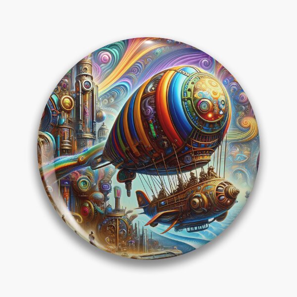 Item preview, Mechanical Dreamscape: Airships Amidst Ethereal Swirls designed and sold by CreationP.