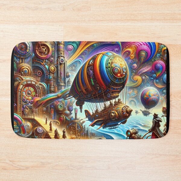 Item preview, Mechanical Dreamscape: Airships Amidst Ethereal Swirls designed and sold by CreationP.