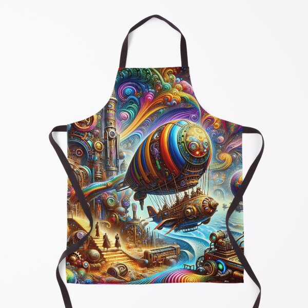 Item preview, Mechanical Dreamscape: Airships Amidst Ethereal Swirls designed and sold by CreationP.