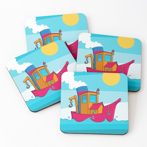 Item preview, Colourful cartoon style image of a funny tugboat. designed and sold by Stef Ringoot, cartoons and illustrations.