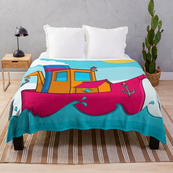 Item preview, Colourful cartoon style image of a funny tugboat. designed and sold by Stef Ringoot, cartoons and illustrations.