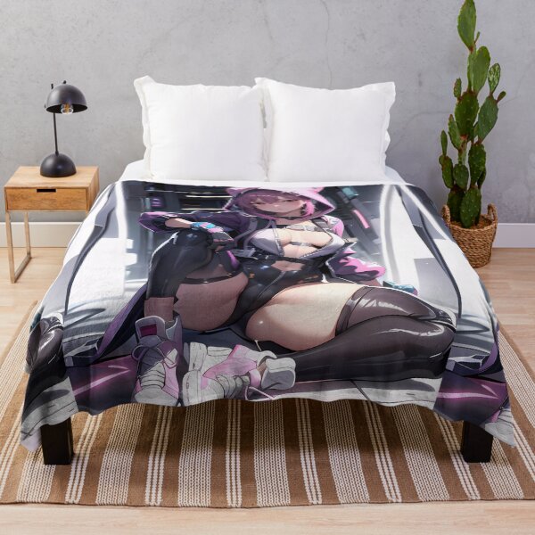 Item preview, Cute anime manga sexy cyberpunk japanese girl with hoodie and stocking designed and sold by lostenvy-shop.