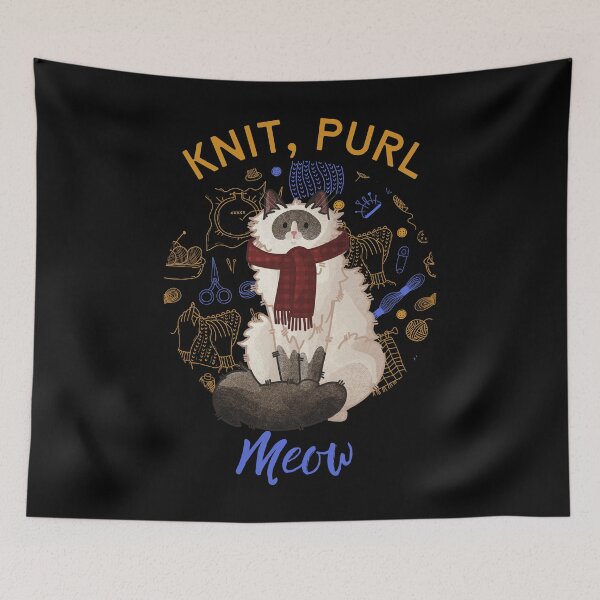 Item preview, Knit, Purl, Meow - Ragdoll with scarf designed and sold by FelineEmporium.