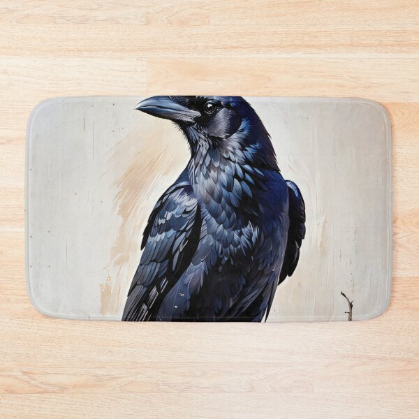 Item preview, Raven on White Backgorund, Crow sitting on Branch designed and sold by TheRedPixels.
