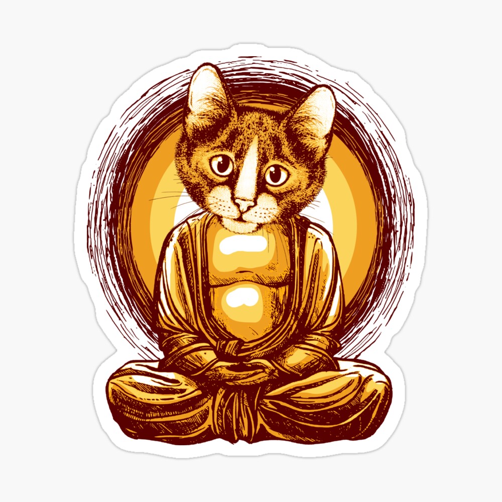 cute cat wearing coat Meditating Sticker for Sale by Plessmo