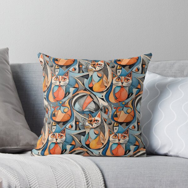 Item preview, Cats drawing pattern. Abstract cubism pattern with cats designed and sold by FloralZoo.