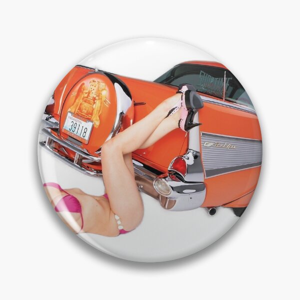 Item preview, pin up blonde and us car orange designed and sold by hotrodspirit.
