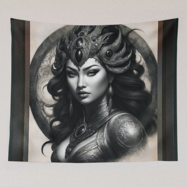 Item preview, Princess Leenai Of The Golden Shadow Clan Spectacular AI Concept Art Illustration Portrait by Xzendor7 designed and sold by Xzendor7 Digital Art Creations.