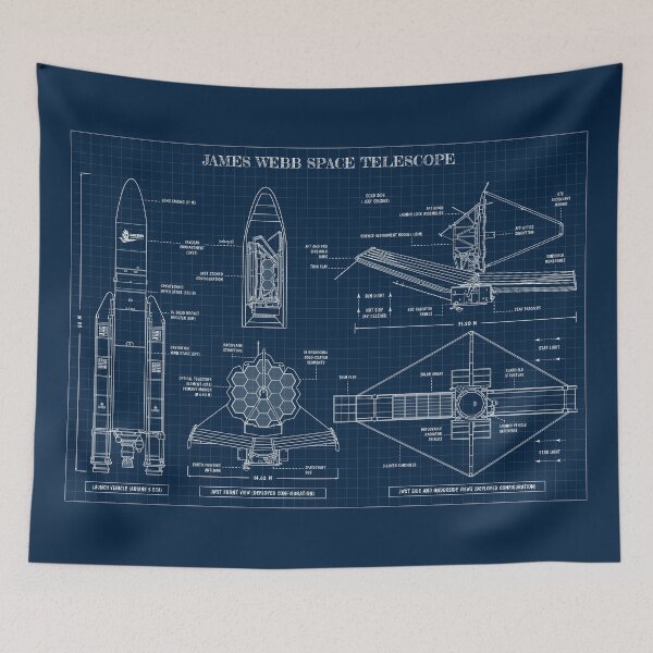 Item preview, James Webb Space Telescope (Navy Blueprint) designed and sold by BGALAXY.
