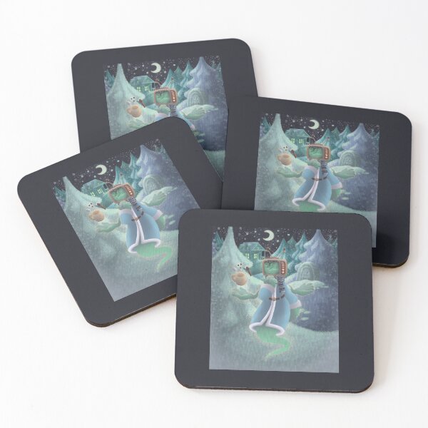 Item preview, Cold blue static; Tv head design hot chocolate and snow in a winter holiday  designed and sold by Jack'o Bee.