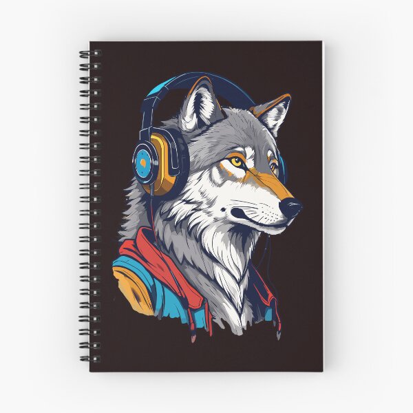Item preview, Young wolf listening to music with headphones designed and sold by mantra2023.