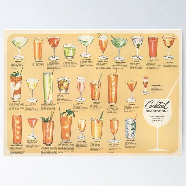 Item preview, Mid Century Cocktail Suggestions Vintage Design designed and sold by Designs by Kool Kat.