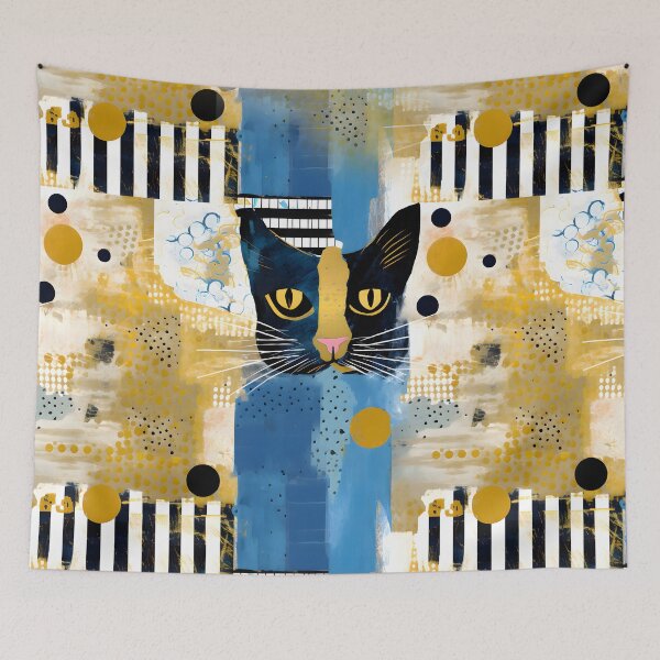 Item preview, Cool Black Cat on Geometric Background designed and sold by Miriam-Feyga Bunimovich.