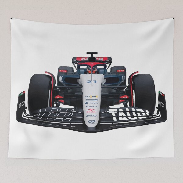 Item preview, Scuderia Alpha F1 Team 2023 Car AT04 Front View Yuki Tsunoda Daniel designed and sold by FormulaGTee1.