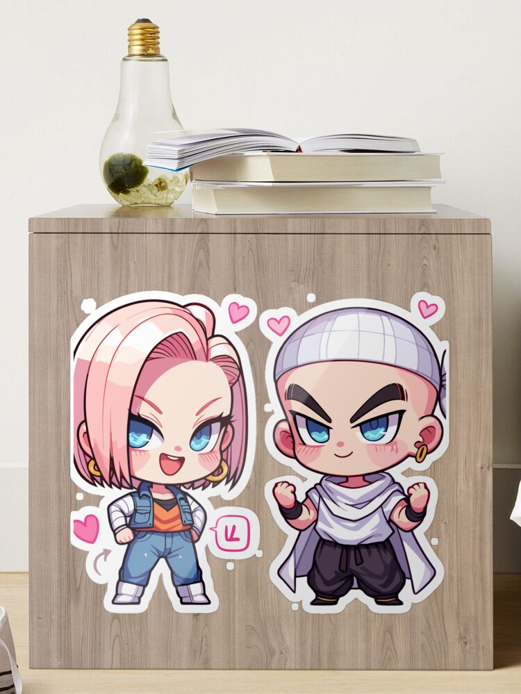 Perfect Pairing: Chibi Krillin Android 18 Sticker