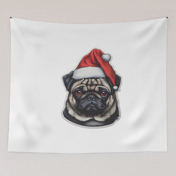Item preview, Pug Santa designed and sold by HOMETOWN86.