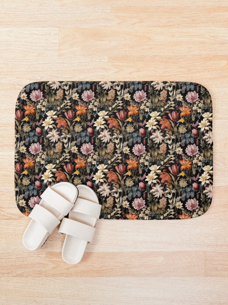 Thumbnail 1 of 6, Bath Mat, Floral Pattern Repeating - Style 4 designed and sold by ChesterGraphics.