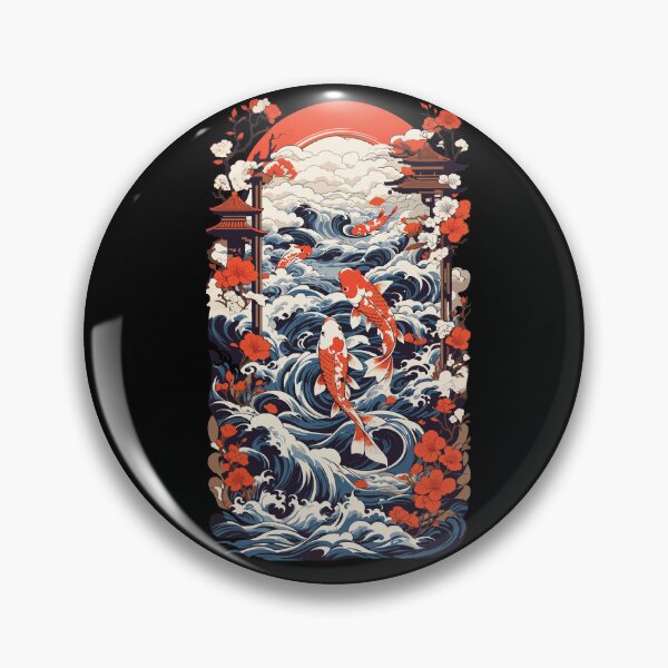 Item preview, Japan Koi Retro Art Fisch Design Ukiyo-E Style designed and sold by LuminOrb.