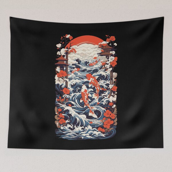 Item preview, Japan Koi Retro Art Fisch Design Ukiyo-E Style designed and sold by LuminOrb.