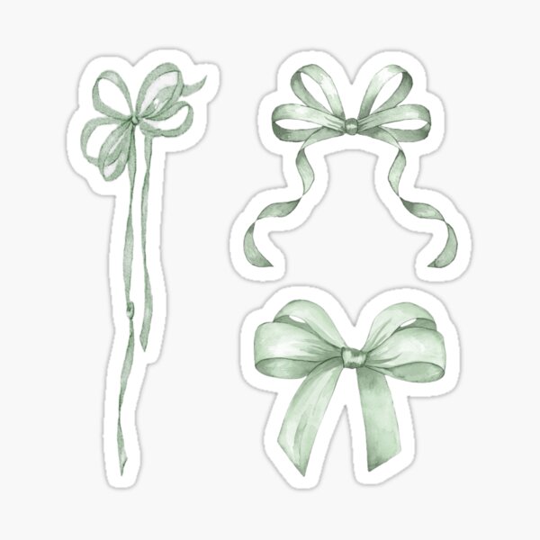 Item preview, sage green bows sticker pack designed and sold by audreycore.