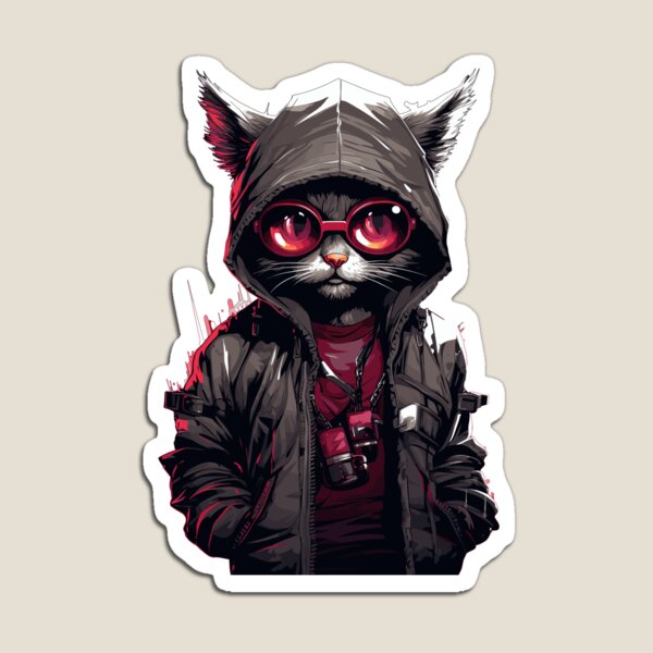 Item preview, Cyberpunk Cat Kitten Hacker Style  designed and sold by EternalDelight1.