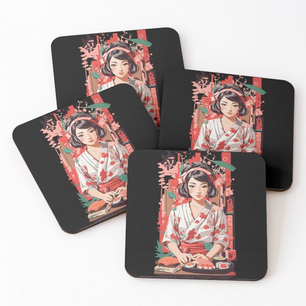 Item preview, Kawaii Sushi Anime Girl Retro Ukiyo-e Style designed and sold by LuminOrb.