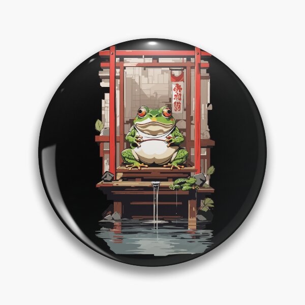 Item preview, Japanese Yokai Frosch In The Ukiyo-e Style Temple designed and sold by LuminOrb.