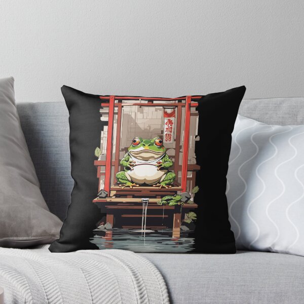 Item preview, Japanese Yokai Frosch In The Ukiyo-e Style Temple designed and sold by LuminOrb.