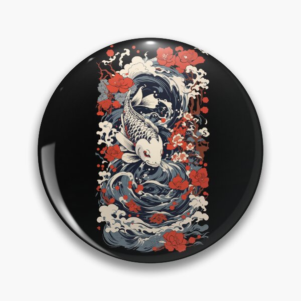 Item preview, Japanese Koi Art Style Japan Wave Retro Style designed and sold by LuminOrb.
