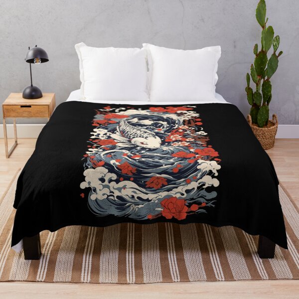 Item preview, Japanese Koi Art Style Japan Wave Retro Style designed and sold by LuminOrb.