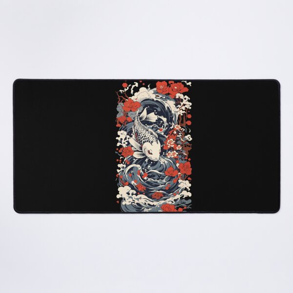 Item preview, Japanese Koi Art Style Japan Wave Retro Style designed and sold by LuminOrb.