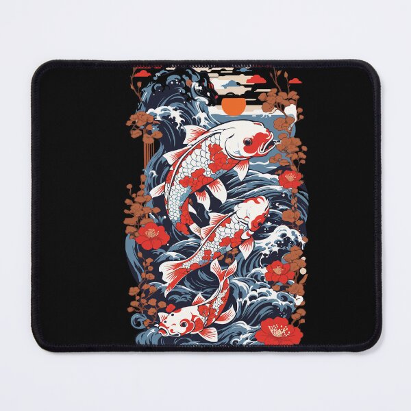 Item preview, Koi Carp With Water Flowers Ukiyo-e Art Style designed and sold by LuminOrb.