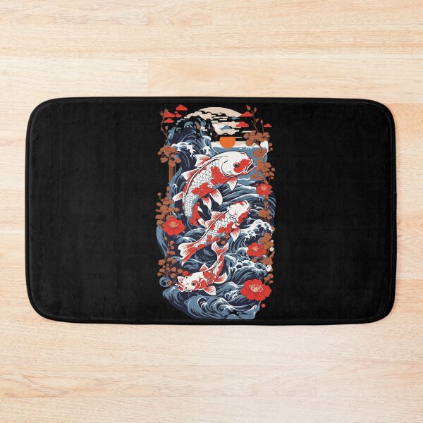 Item preview, Koi Carp With Water Flowers Ukiyo-e Art Style designed and sold by LuminOrb.
