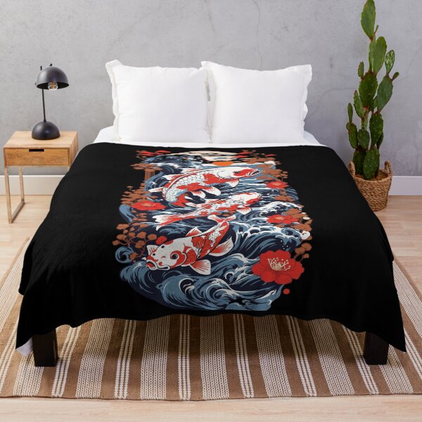 Item preview, Koi Carp With Water Flowers Ukiyo-e Art Style designed and sold by LuminOrb.