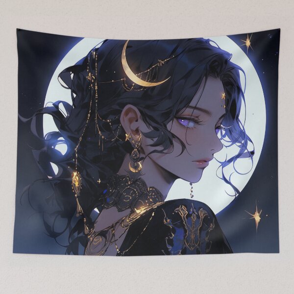 Item preview, Celestial Moonlit Maiden Anime Girl designed and sold by bubblegoth.