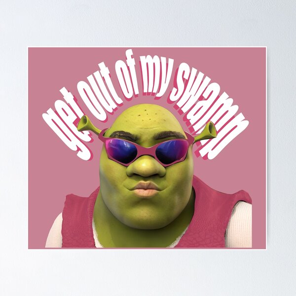 Item preview, Pink Shrek Get Out Of My Swamp Funny Meme designed and sold by Andreeapoplaza.
