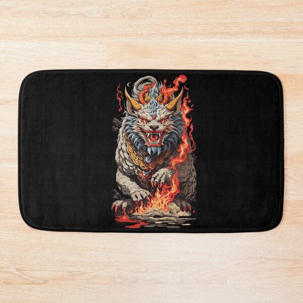 Item preview, Fire Yokai Lion Vintage Ukiyo-e Art Style designed and sold by LuminOrb.