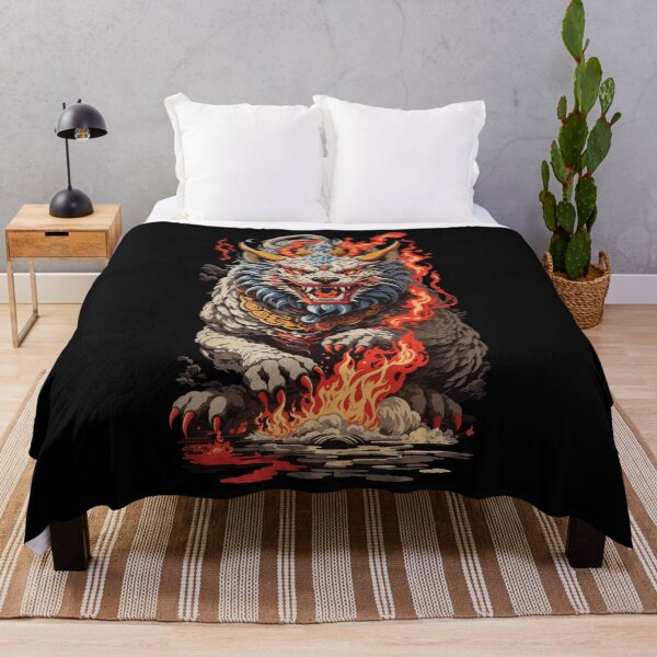 Item preview, Fire Yokai Lion Vintage Ukiyo-e Art Style designed and sold by LuminOrb.