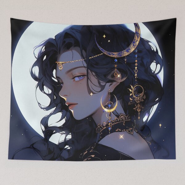 Item preview, Beautiful Starry Celestial Moonlit Anime Girl designed and sold by bubblegoth.