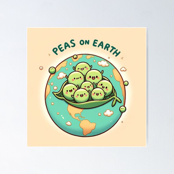 Item preview, Cute Cartoon Peas "Peas On Earth" designed and sold by Zestpond.