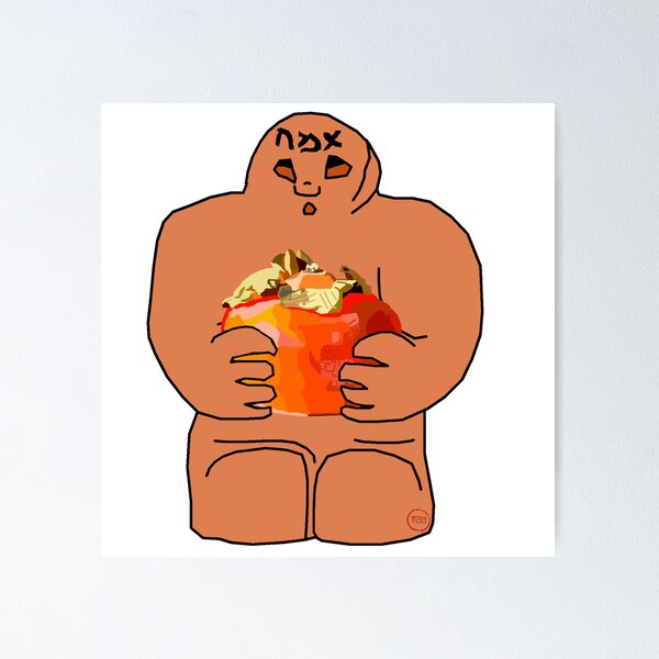 Item preview, golem holding persimmon designed and sold by SaharBareket.