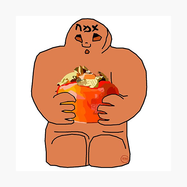 Item preview, golem holding persimmon designed and sold by SaharBareket.