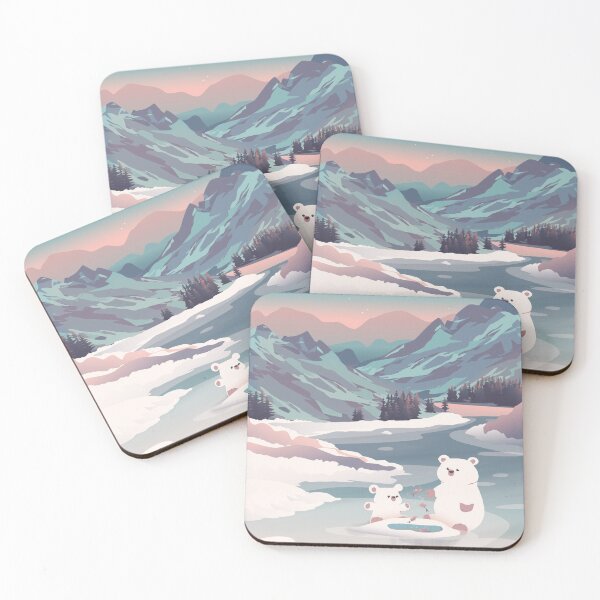 Item preview, Polar bears in the snow playing with fishes designed and sold by Rawilst.