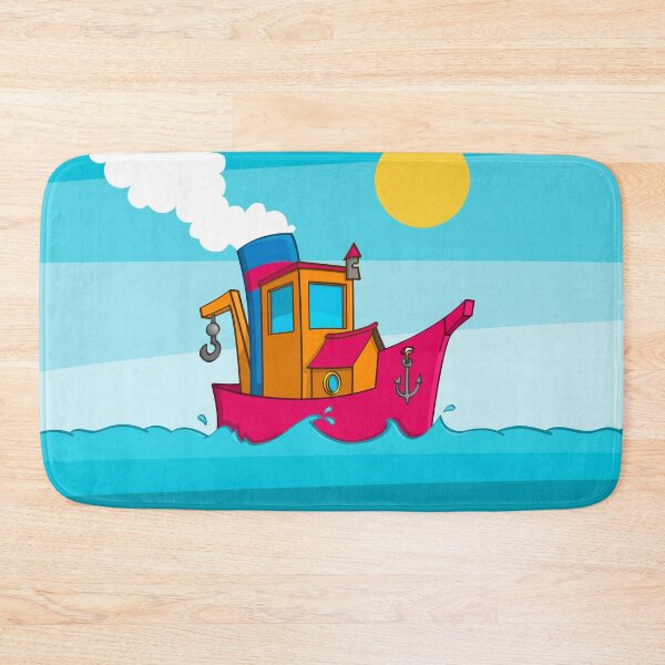 Item preview, Colourful cartoon style image of a funny tugboat. designed and sold by Stef Ringoot, cartoons and illustrations.