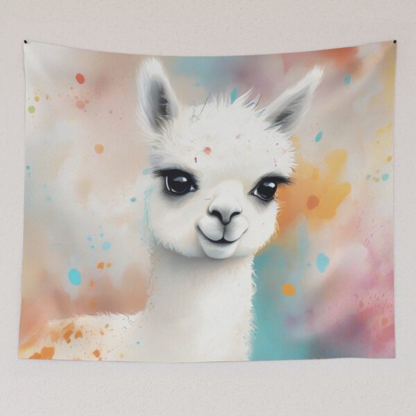 Item preview, Baby Alpaca on a Splash Paint background designed and sold by Wolfheartart.