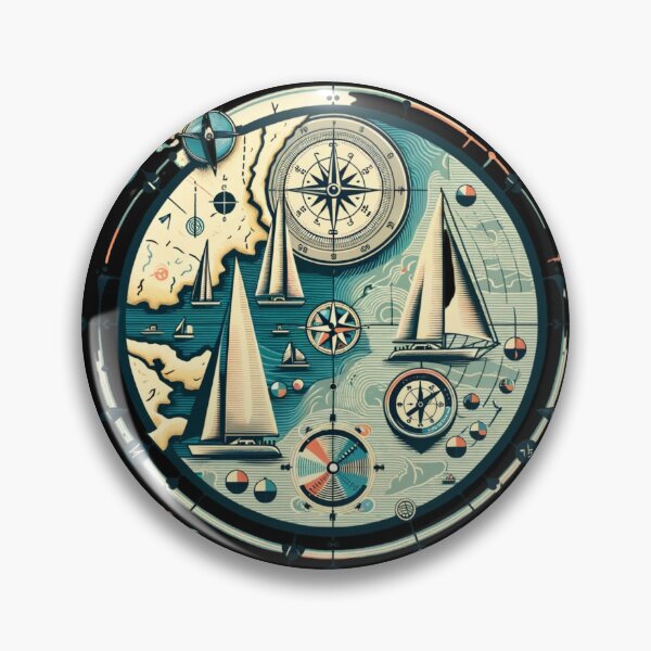 Item preview, "Vintage Nautical Map with Sailboat Race Routes Illustration" designed and sold by ChromaticBlend.